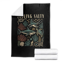 Feeling Salty Shark Lover Vintage Ocean Life Throw Blanket