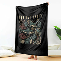 Feeling Salty Shark Lover Vintage Ocean Life Throw Blanket