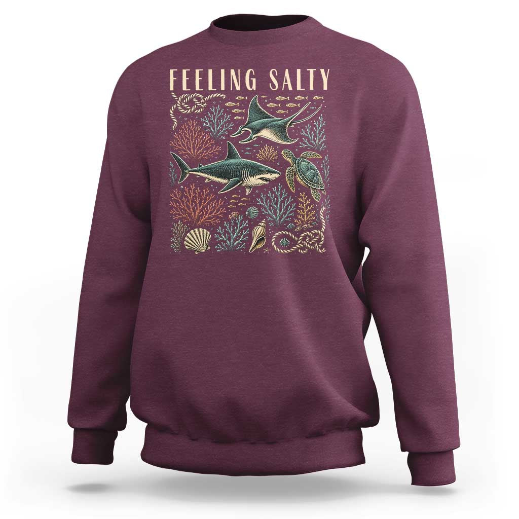 Feeling Salty Shark Lover Vintage Ocean Life Sweatshirt