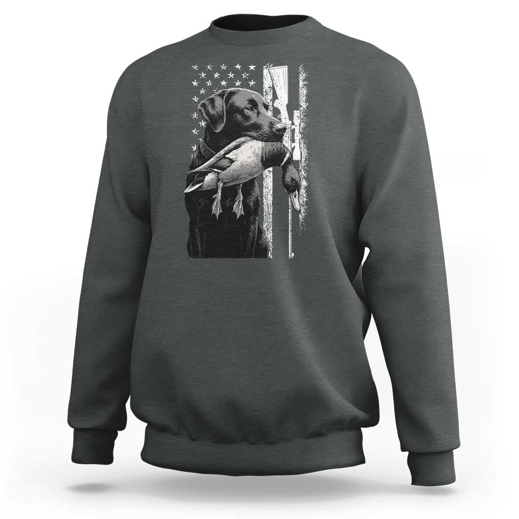 Duck Hunting Dog Back Lab Vintage American Flag Sweatshirt - Wonder Print Shop