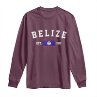 Belize Est 1981 Long Sleeve Shirt Vintage Belizean Flag Independence Day
