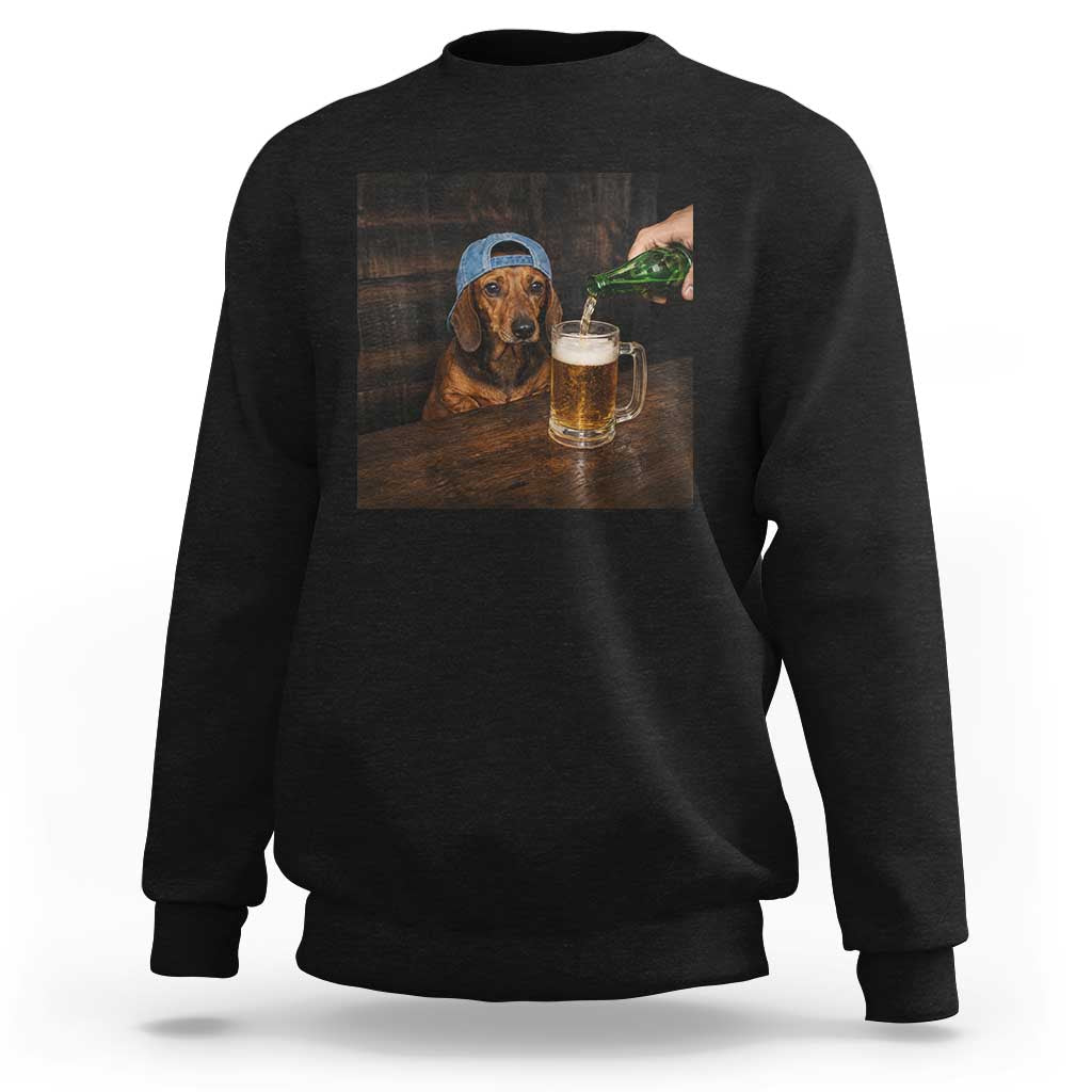 Wiener Dog Drinking Beer Funny Dachshund Lover Sweatshirt