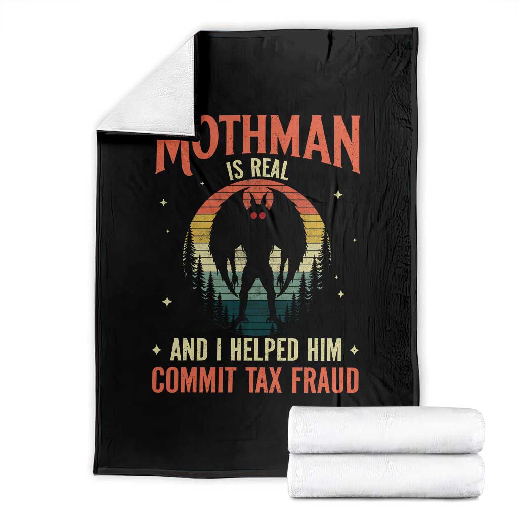 Funny Mothman Is Real And I Helped Him Commit Tax Fraud Throw Blanket Retro Cryptid Cryptozoology