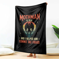 Funny Mothman Is Real And I Helped Him Commit Tax Fraud Throw Blanket Retro Cryptid Cryptozoology