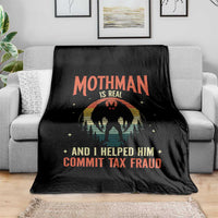 Funny Mothman Is Real And I Helped Him Commit Tax Fraud Throw Blanket Retro Cryptid Cryptozoology