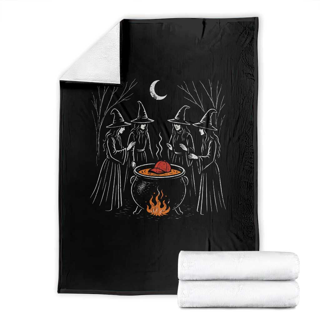 Funny Halloween Witch Spooky Season Orange Cauldron Throw Blanket - Wonder Print Shop