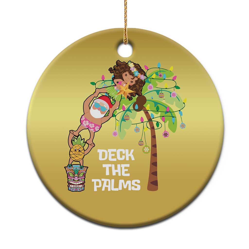 Xmas In Hawaii Christmas Ornament Deck The Palms Santa Hula Girl Tiki - Wonder Print Shop