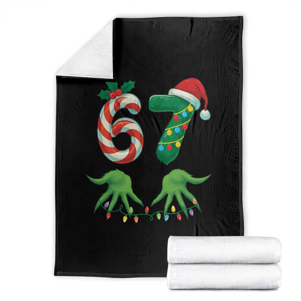 Funny Six Seven Christmas 67 Meme Gen Alpha Slang Elf Hands Throw Blanket - Wonder Print Shop