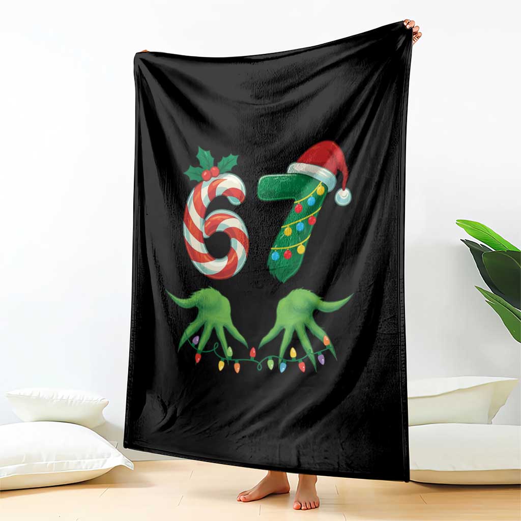 Funny Six Seven Christmas 67 Meme Gen Alpha Slang Elf Hands Throw Blanket - Wonder Print Shop