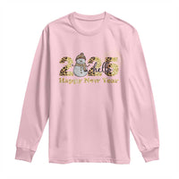 Hello 2025 Happy New Year Long Sleeve Shirt Fireworks Snowman