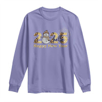 Hello 2025 Happy New Year Long Sleeve Shirt Fireworks Snowman
