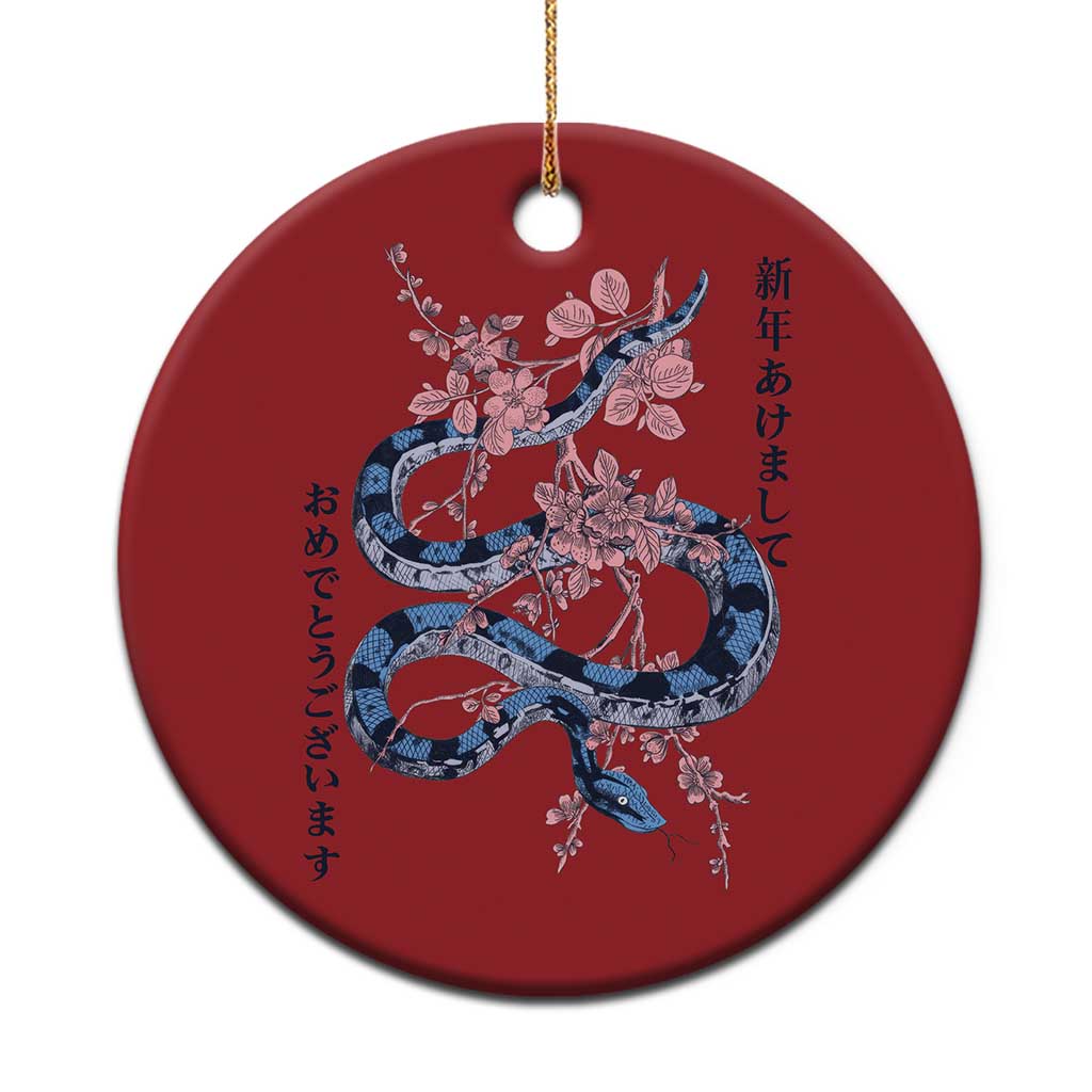 Happy Japanese New Year 2025 Christmas Ornament Year Of The Snake Sakura Cherry Blossom - Wonder Print Shop