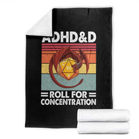 ADHD&D Roll For Concentration Throw Blanket Funny RPG Gamer D20 Tabletop Dice - Wonder Print Shop