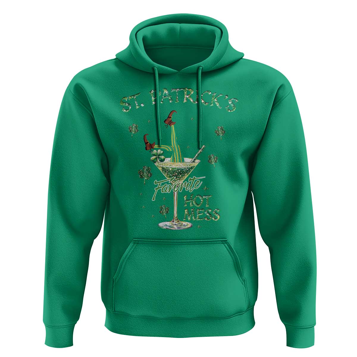 Funny St Patrick's Favorite Hot Mess Hoodie Drunk Leprechaun Cocktail