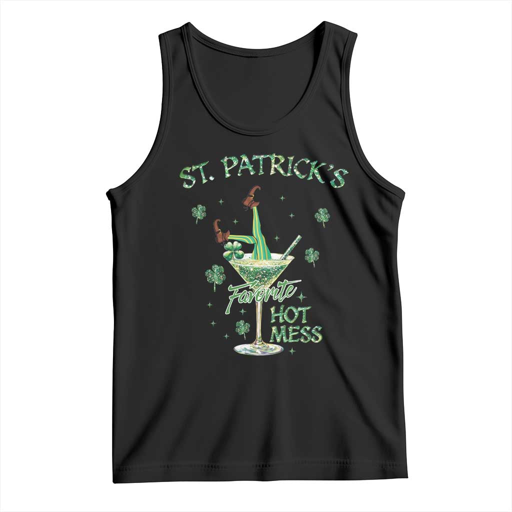 Funny St Patrick's Favorite Hot Mess Tank Top Drunk Leprechaun Cocktail