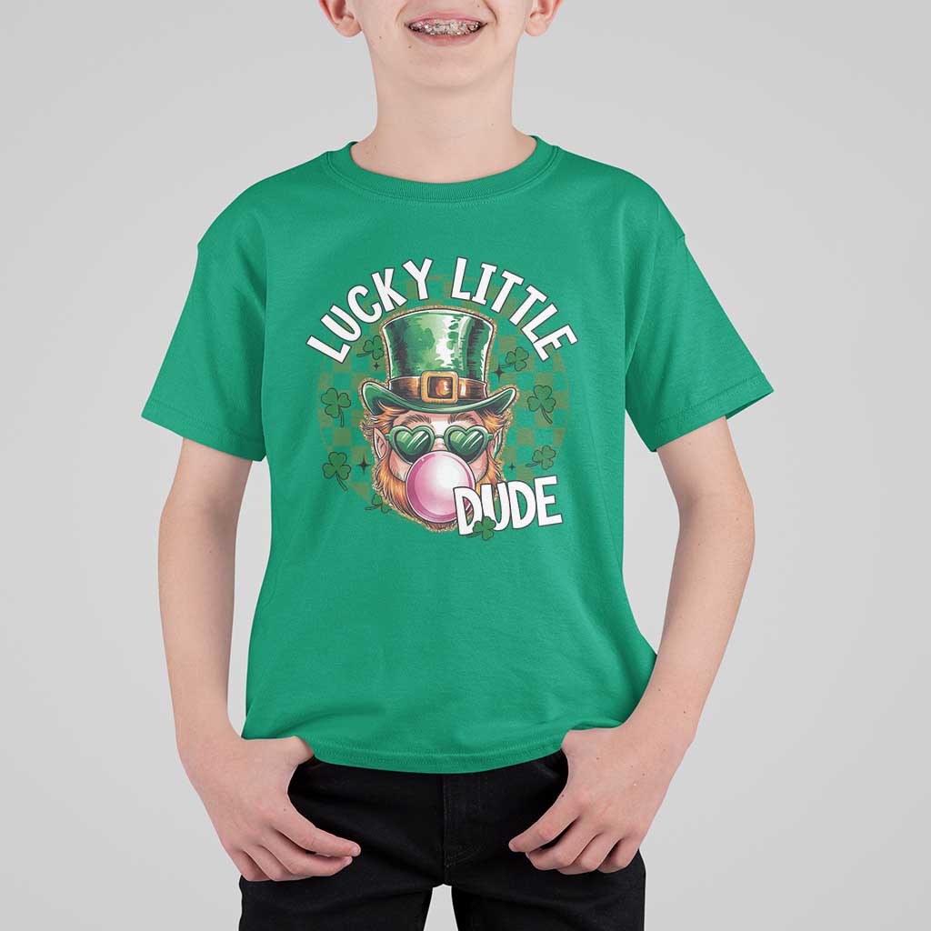 Funny St Patrick's Day Lucky Little Dude T Shirt For Kid Cute Leprechaun Shamrock