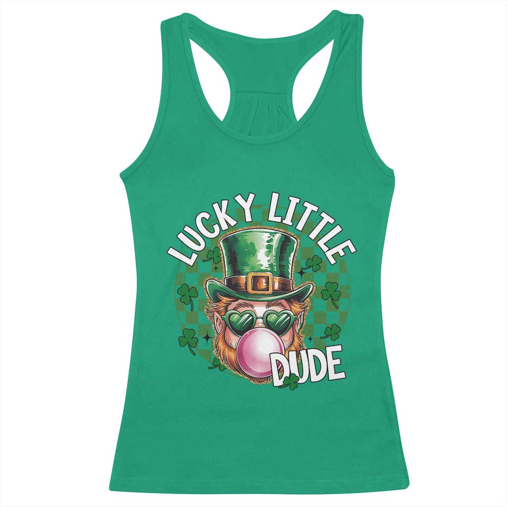 Funny St Patrick's Day Lucky Little Dude Racerback Tank Top Cute Leprechaun Shamrock