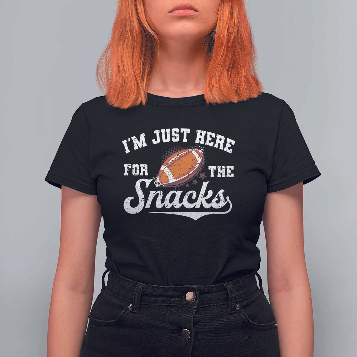 Funny American Football I'm Just Here For The Snacks T Shirt For Women Vintage Star