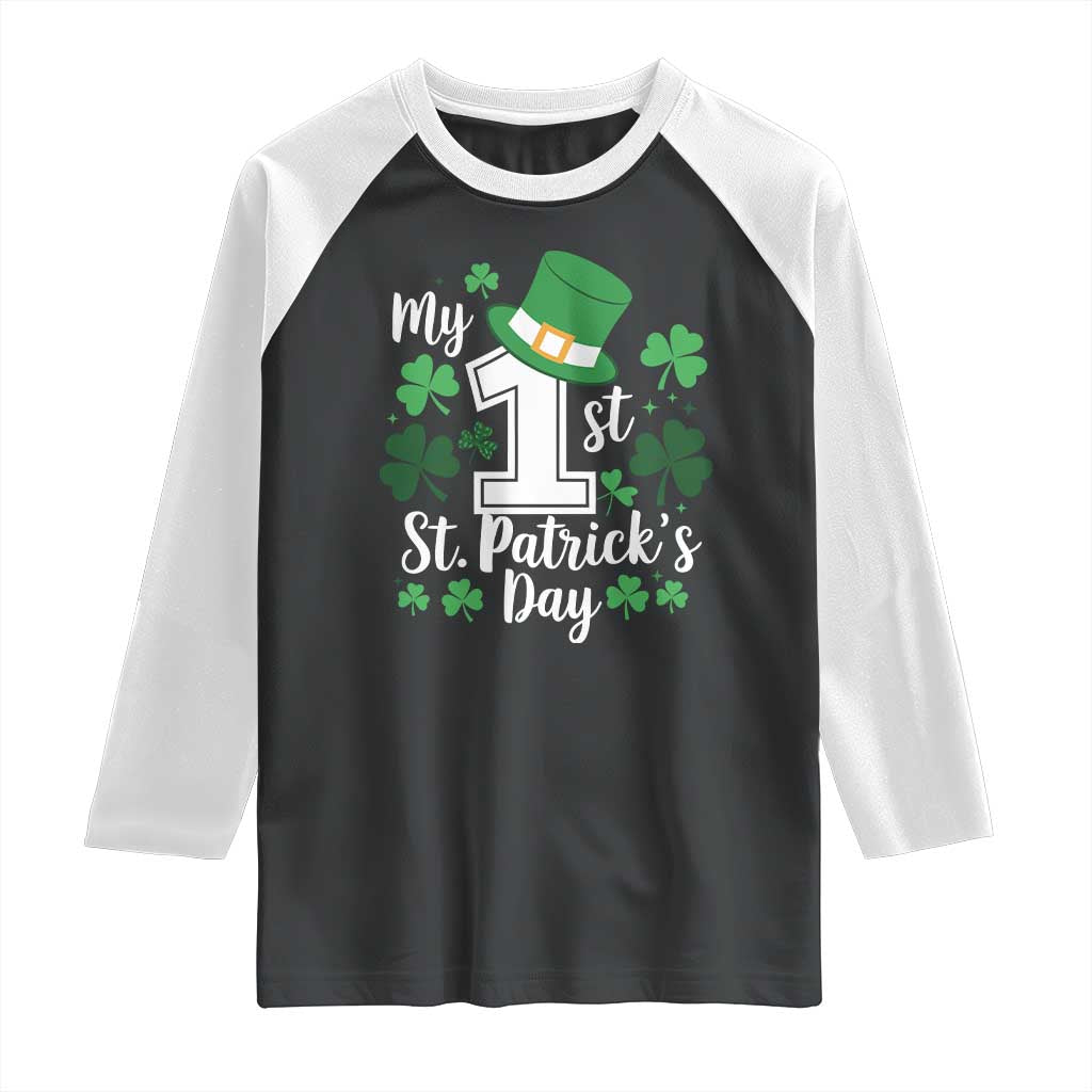 Funny My 1st St Patrick's Day Raglan Shirt Shamrock