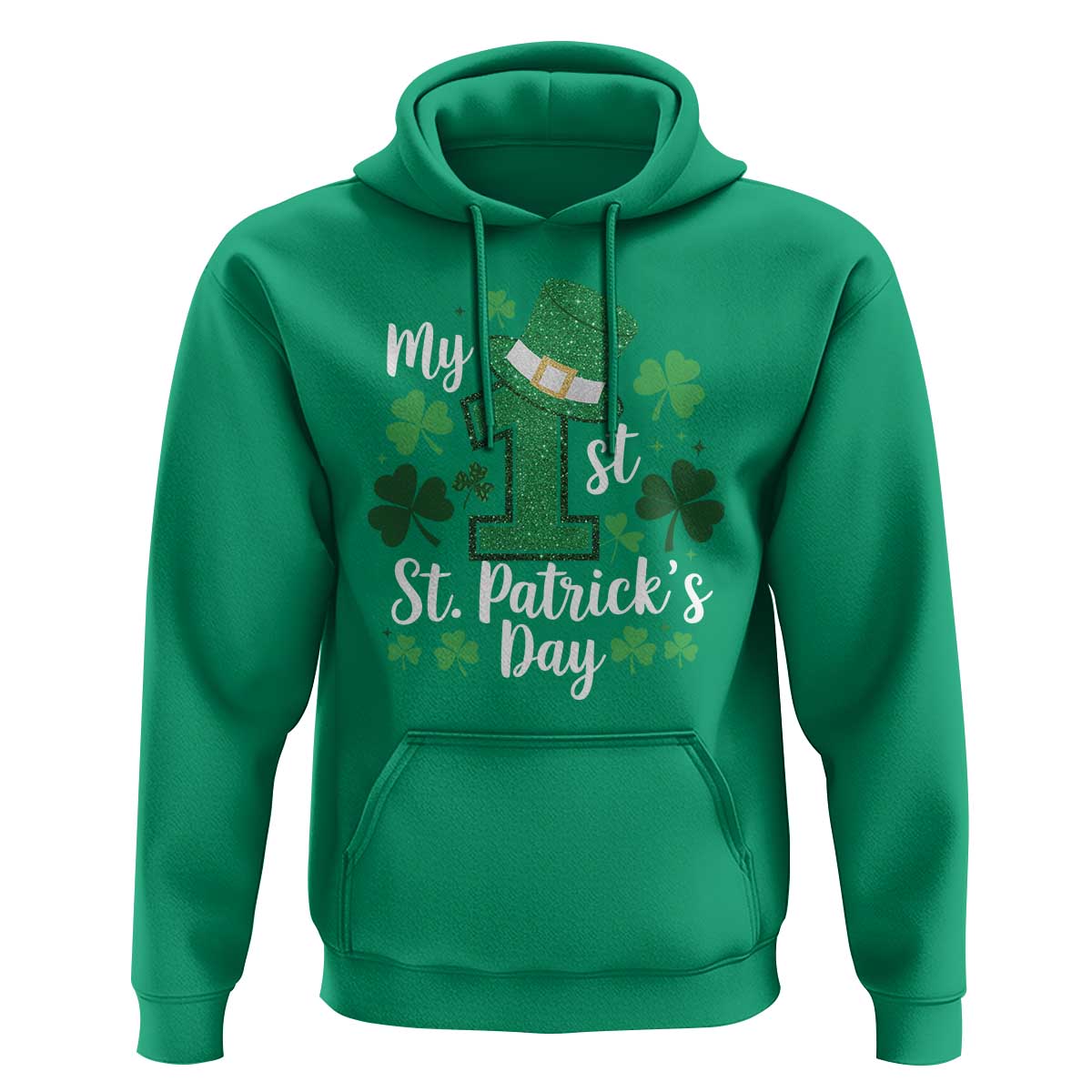 Funny My 1st St Patrick's Day Hoodie Shamrock Glitter Print