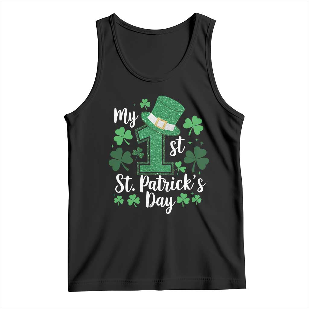 Funny My 1st St Patrick's Day Tank Top Shamrock Glitter Print