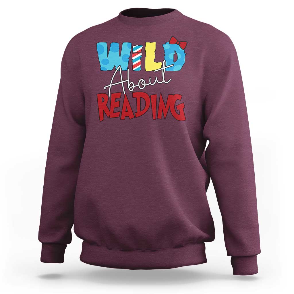 Funny Wild About Reading Sweatshirt Reader Lover Librarian