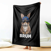 Funny Easter Bruh Bunny Sunglasses Meme Throw Blanket