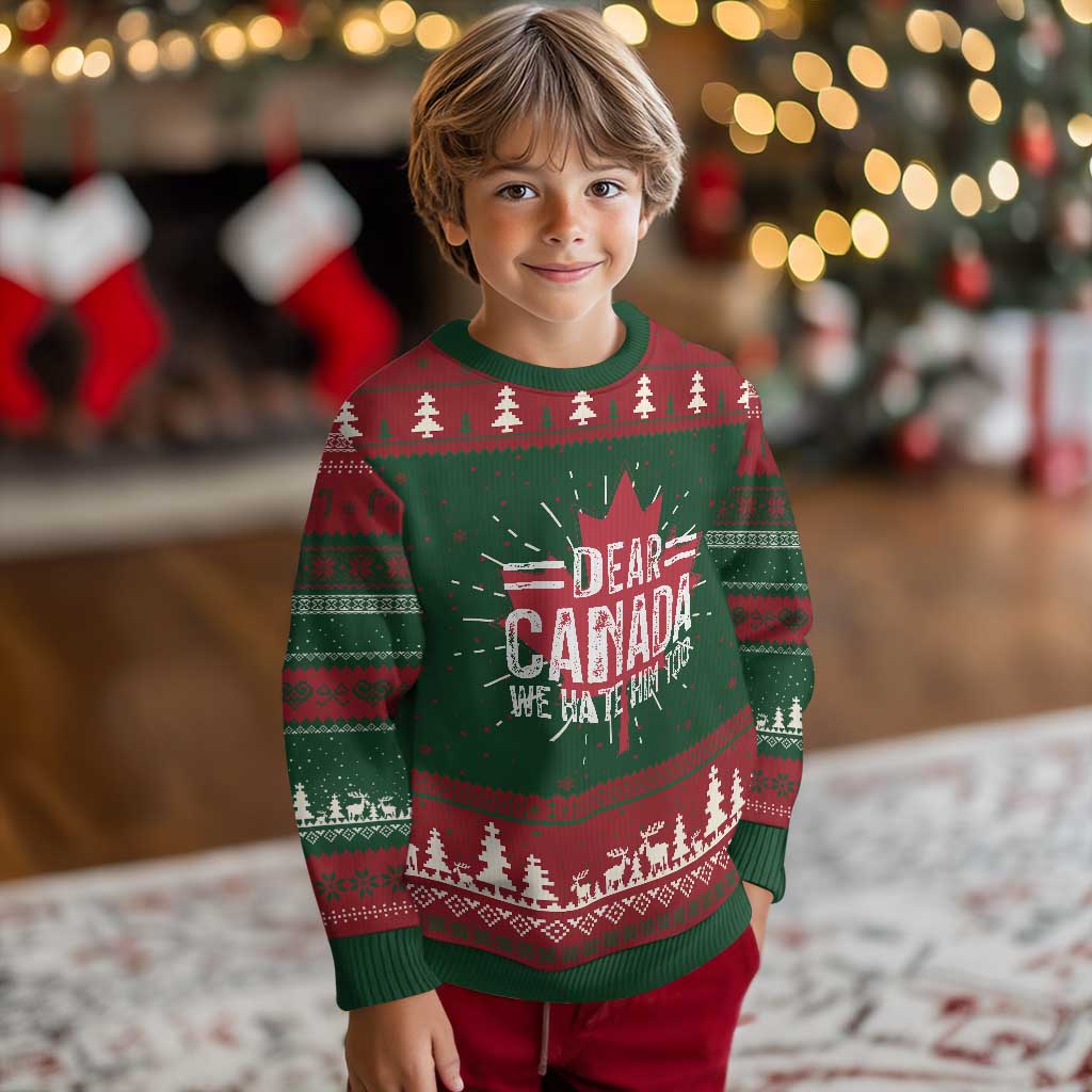 Funny Dear Canada We Hate Him Too Knitted Sweatshirt Maple Leaf - Wonder Print Shop