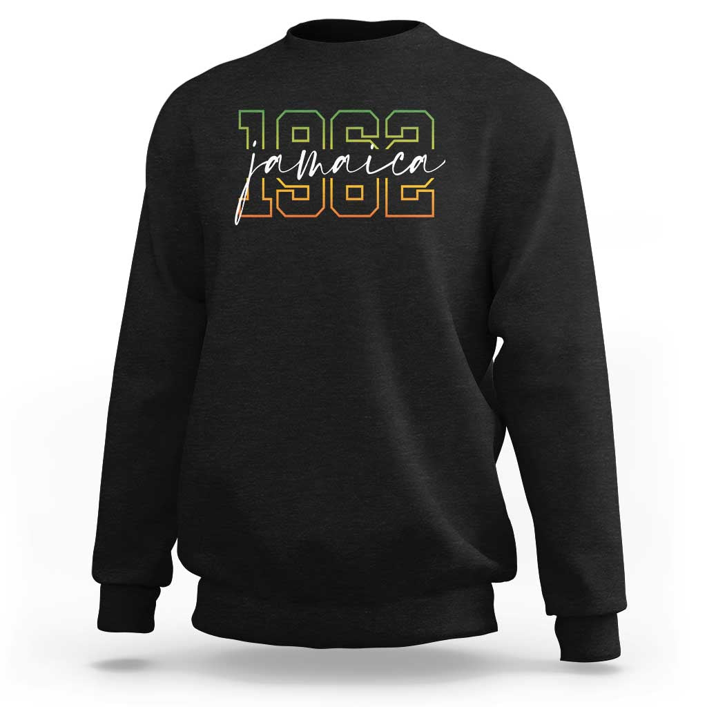 Men's crewneck sweatshirt in black with Jamaica 1962 front graphic