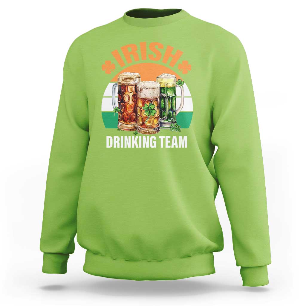 Funny Irish Drinking Team Sweatshirt St Patricks Day Vintage Beer Ireland Flag Clover