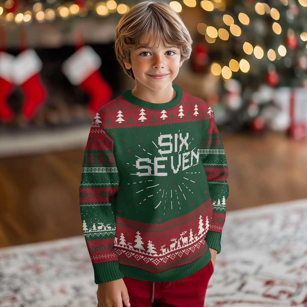 Six Seven Meme Pixel 67 Gen Alpha Internet Joke Knitted Sweatshirt - Wonder Print Shop