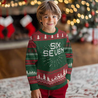 Six Seven Meme Pixel 67 Gen Alpha Internet Joke Knitted Sweatshirt - Wonder Print Shop