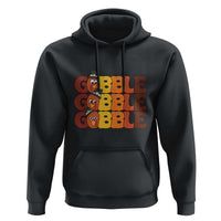 Black hoodie with turkey graphic and “GOBBLE GOBBLE” text, front kangaroo pocket and hood