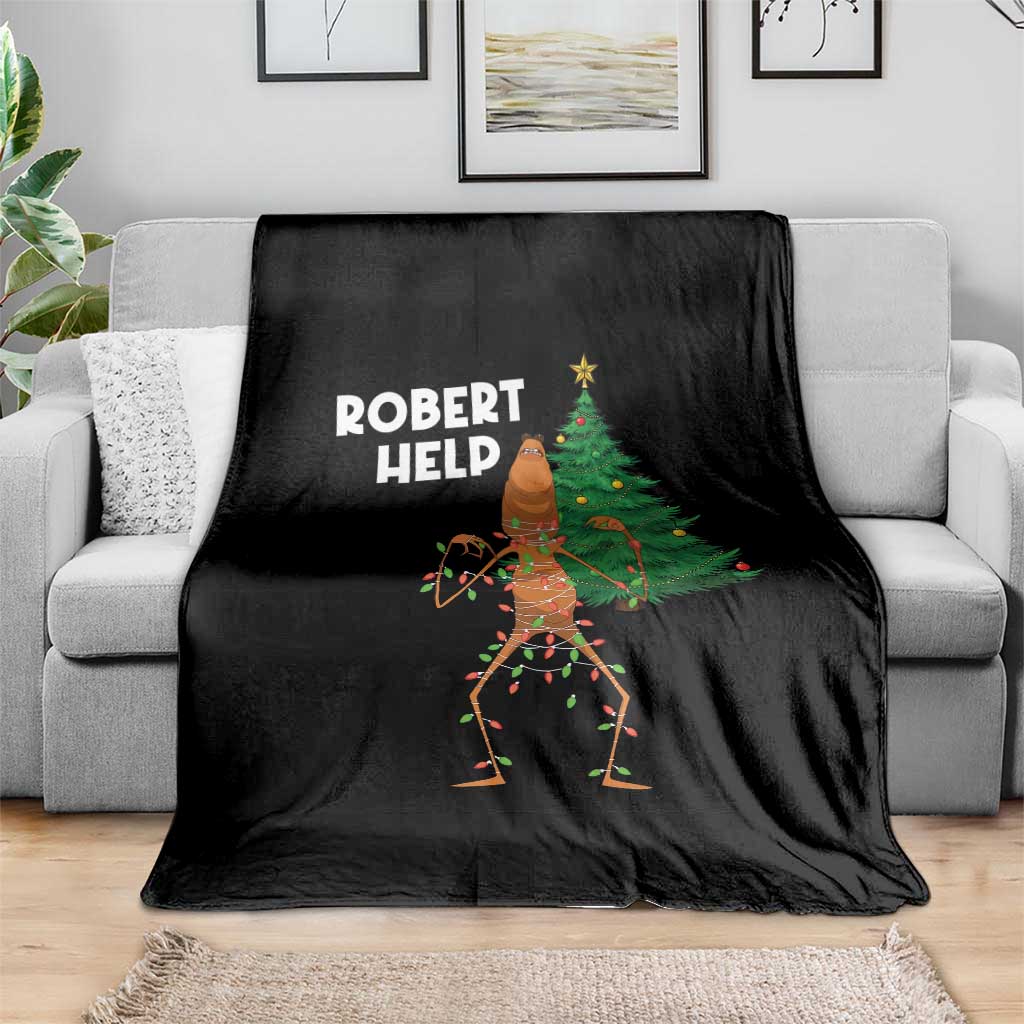 Funny Marcus The Worm Christmas Throw Blanket Robert Help Xmas Tree - Wonder Print Shop
