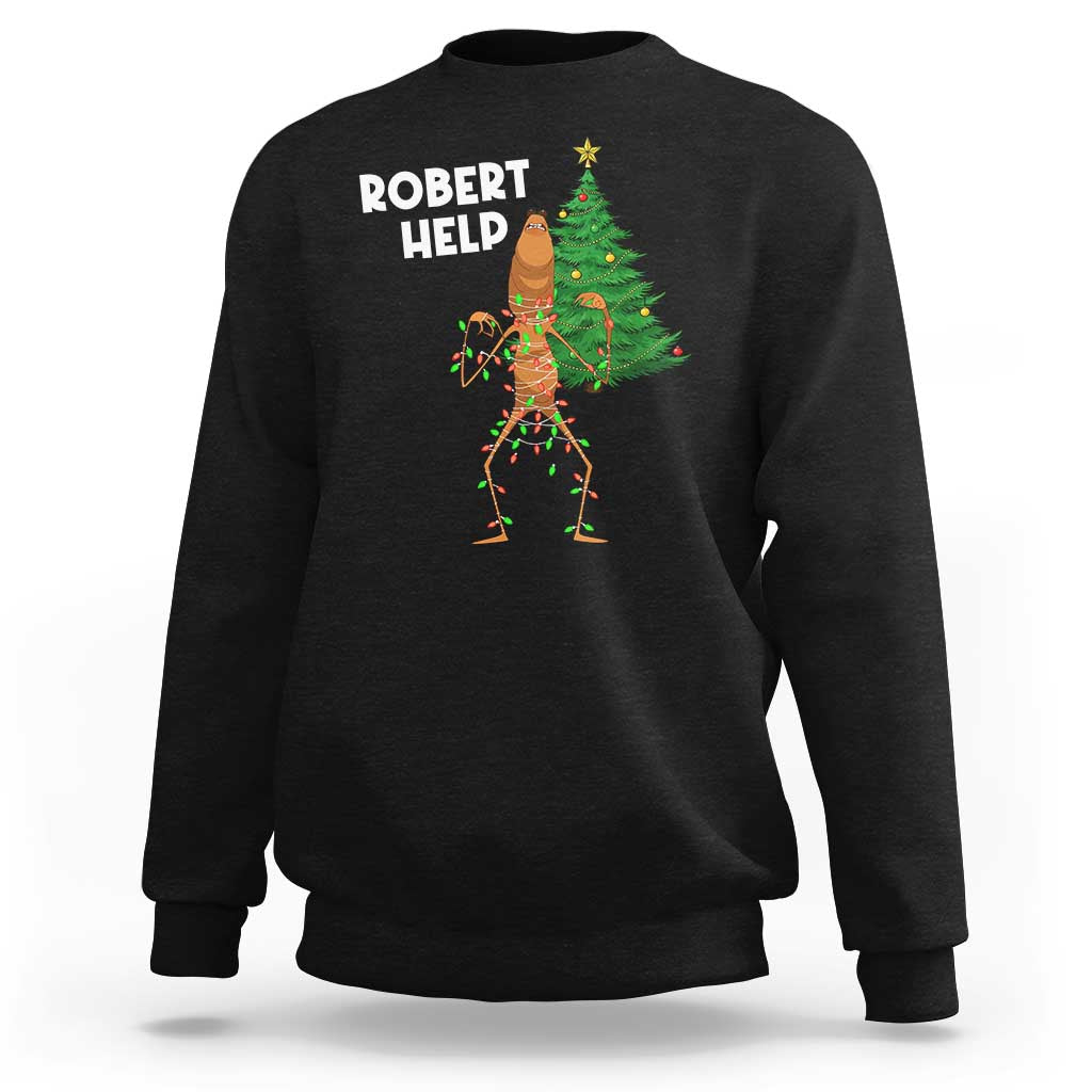 Funny Marcus The Worm Christmas Sweatshirt Robert Help Xmas Tree - Wonder Print Shop
