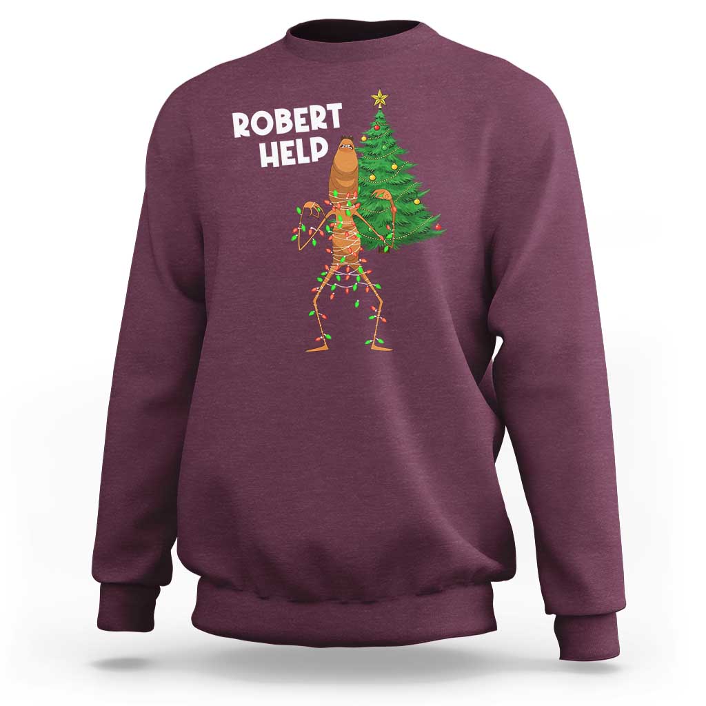 Funny Marcus The Worm Christmas Sweatshirt Robert Help Xmas Tree - Wonder Print Shop