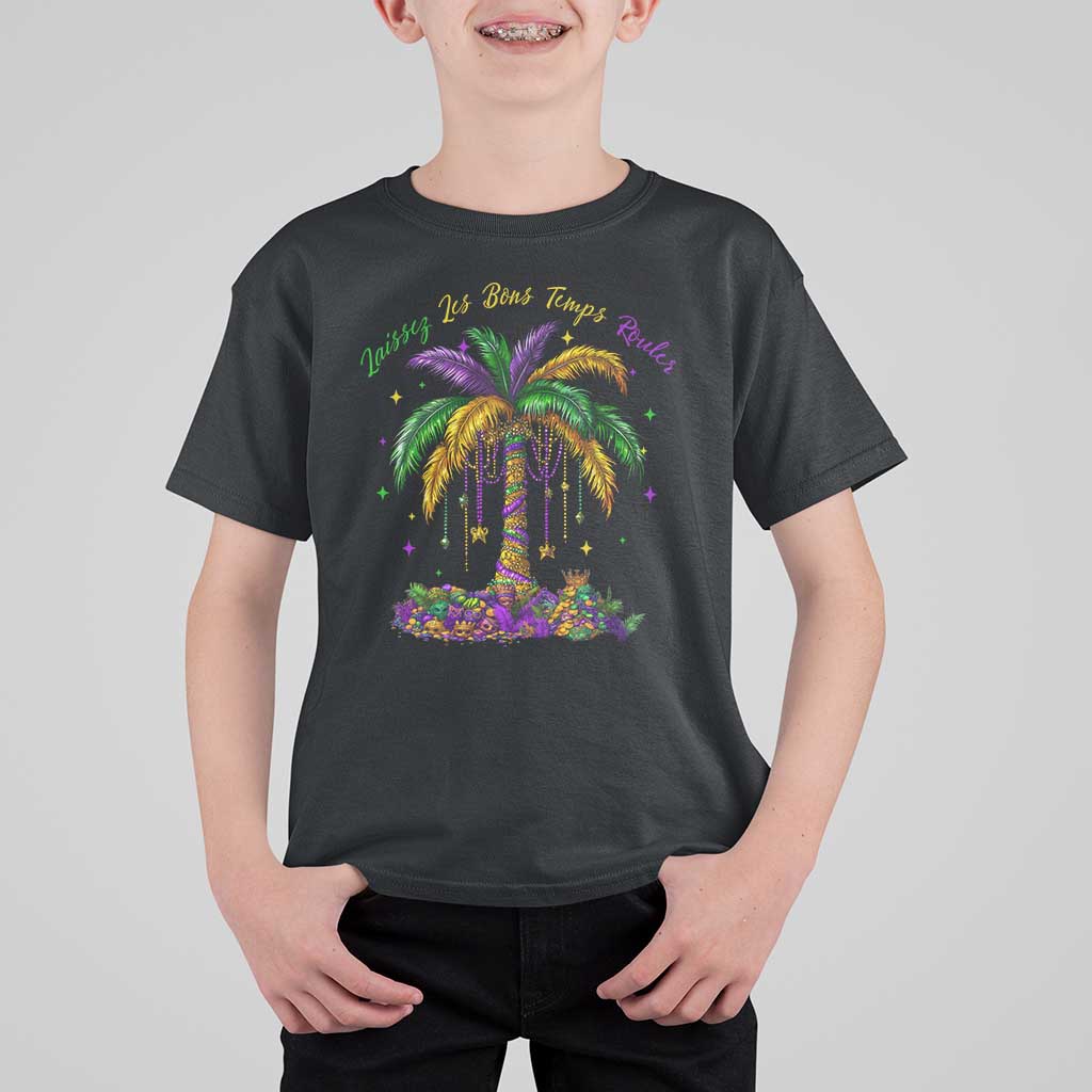 Funny Mardi Gras Coconut Palm Tree T Shirt For Kid Laissez Les Bons Temps Rouler Beads Masks