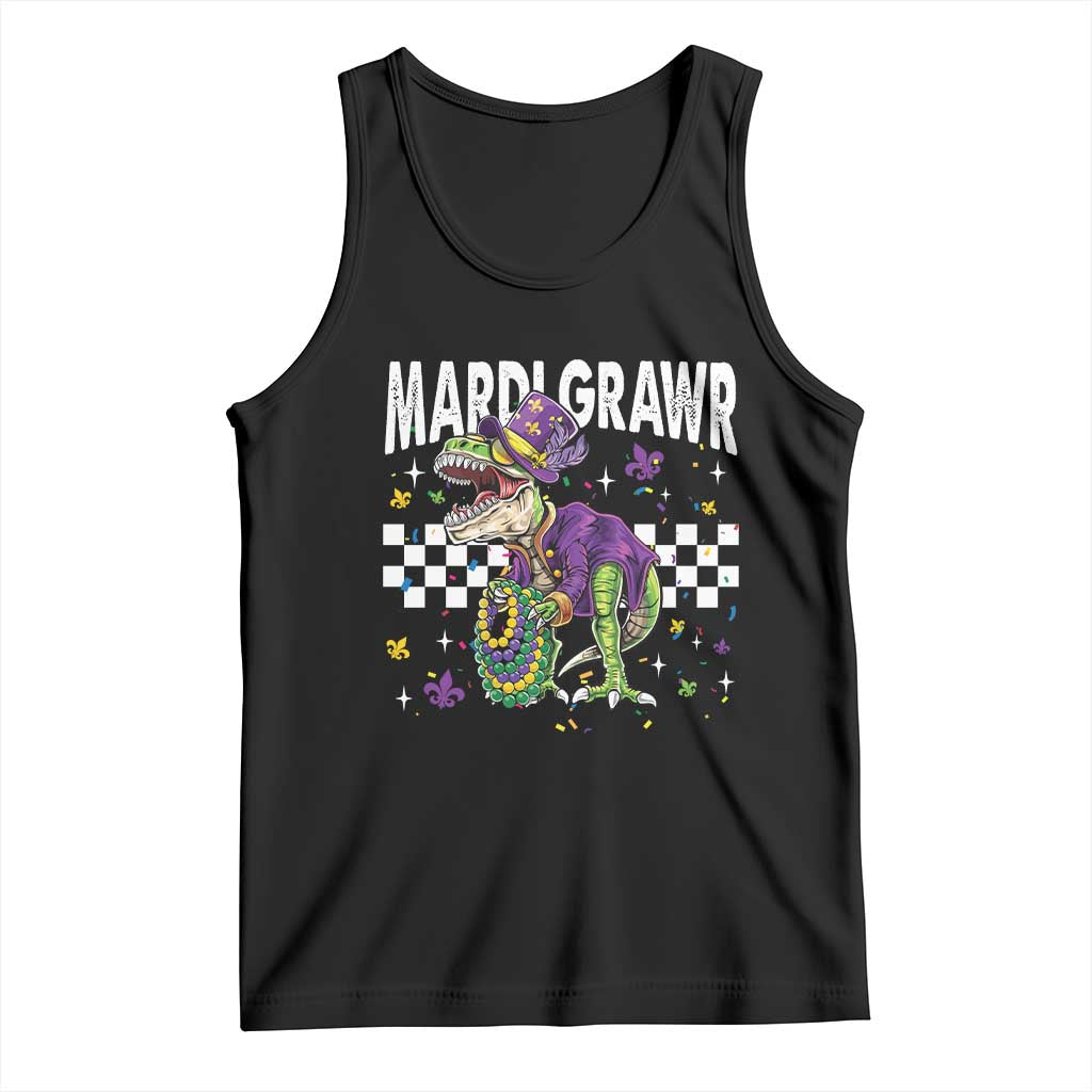 Funny Mardi Gras T-rex Dinosaur Tank Top Mardi Grawr Beads Carnival Party