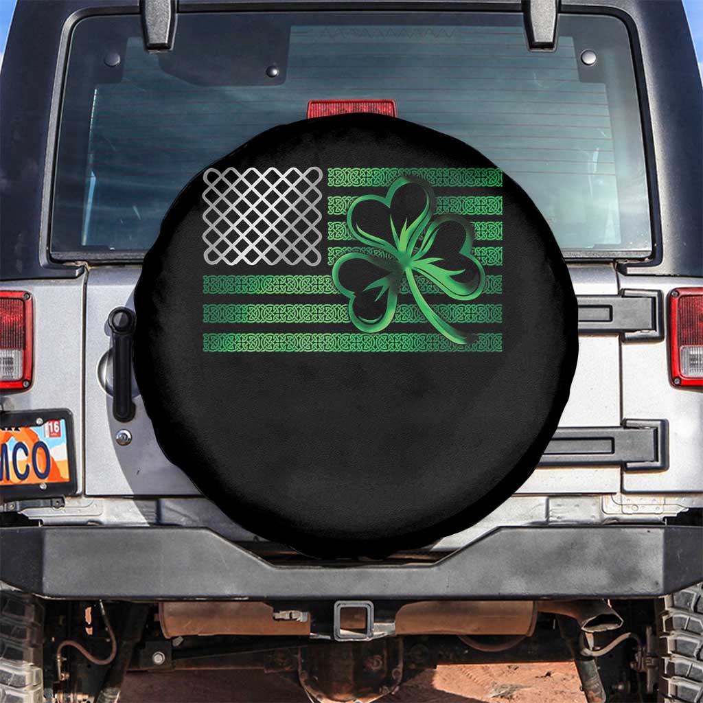 Funny Irish Americans Spare Tire Cover Shamrock Celtic Knot American Flag St Patrick's Day