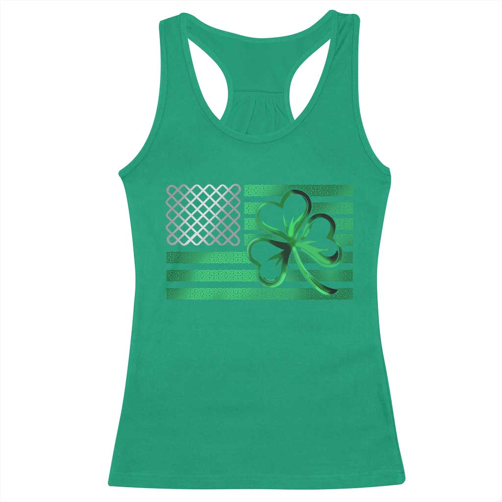 Funny Irish Americans Racerback Tank Top Shamrock Celtic Knot American Flag St Patrick's Day