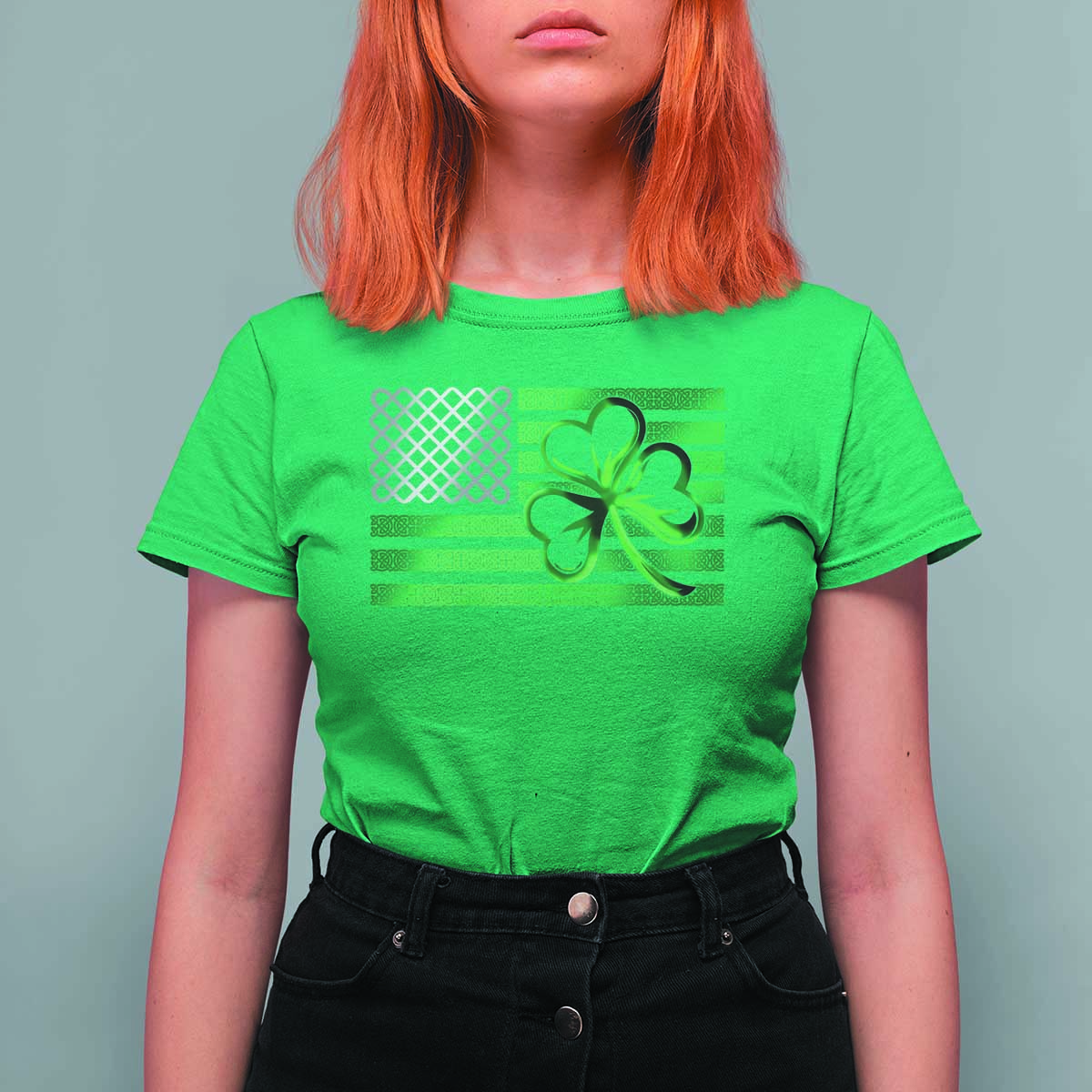 Funny Irish Americans T Shirt For Women Shamrock Celtic Knot American Flag St Patrick's Day