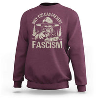 Maroon Bigfoot graphic sweatshirt with crew neck, long sleeves, and large front print.