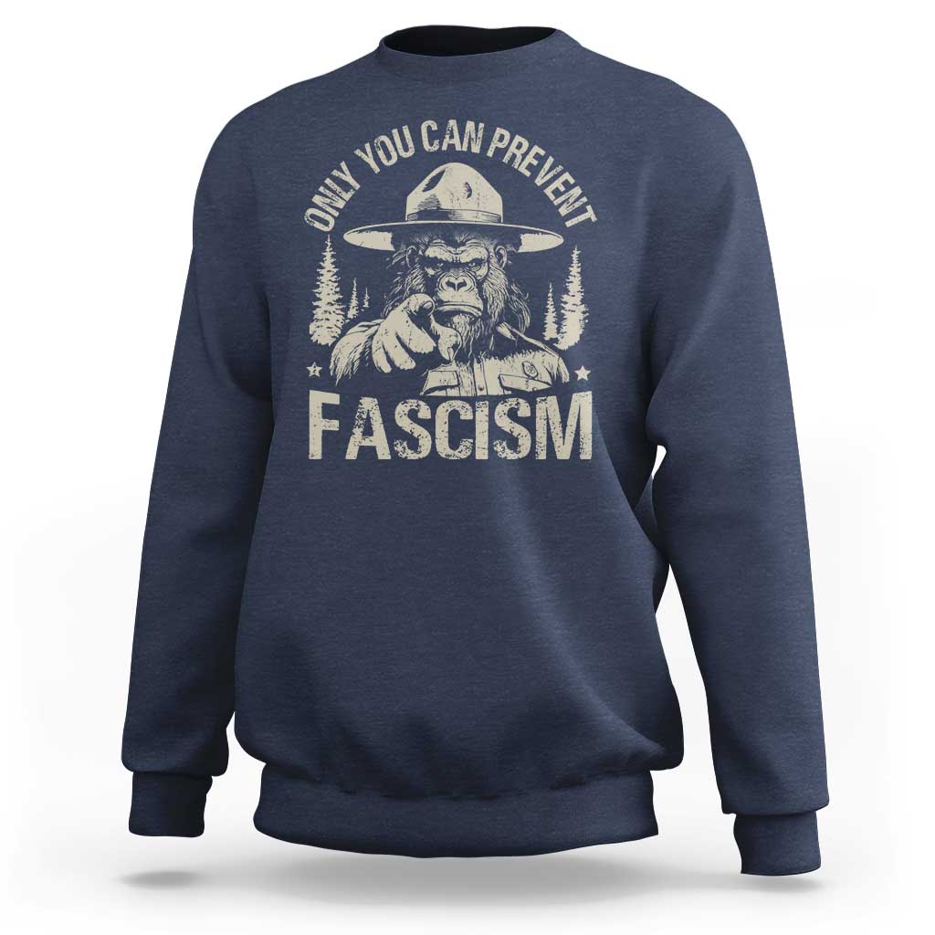 Navy Bigfoot graphic sweatshirt with crew neck, long sleeves, and large front print.