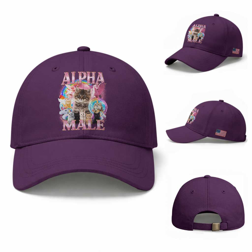 Alpha Male Cat Baseball Cap Funny Rainbow Kitten Meme Bootleg