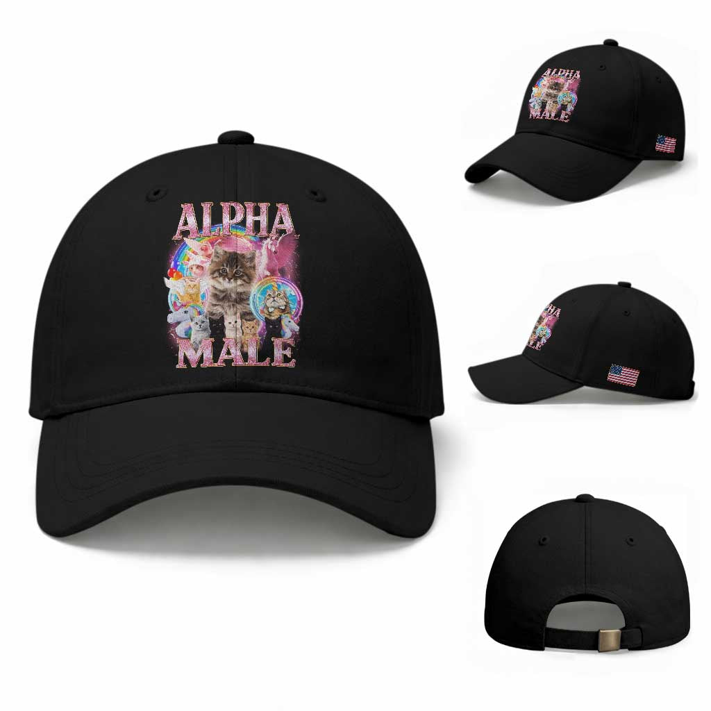 Alpha Male Cat Baseball Cap Funny Rainbow Kitten Meme Bootleg
