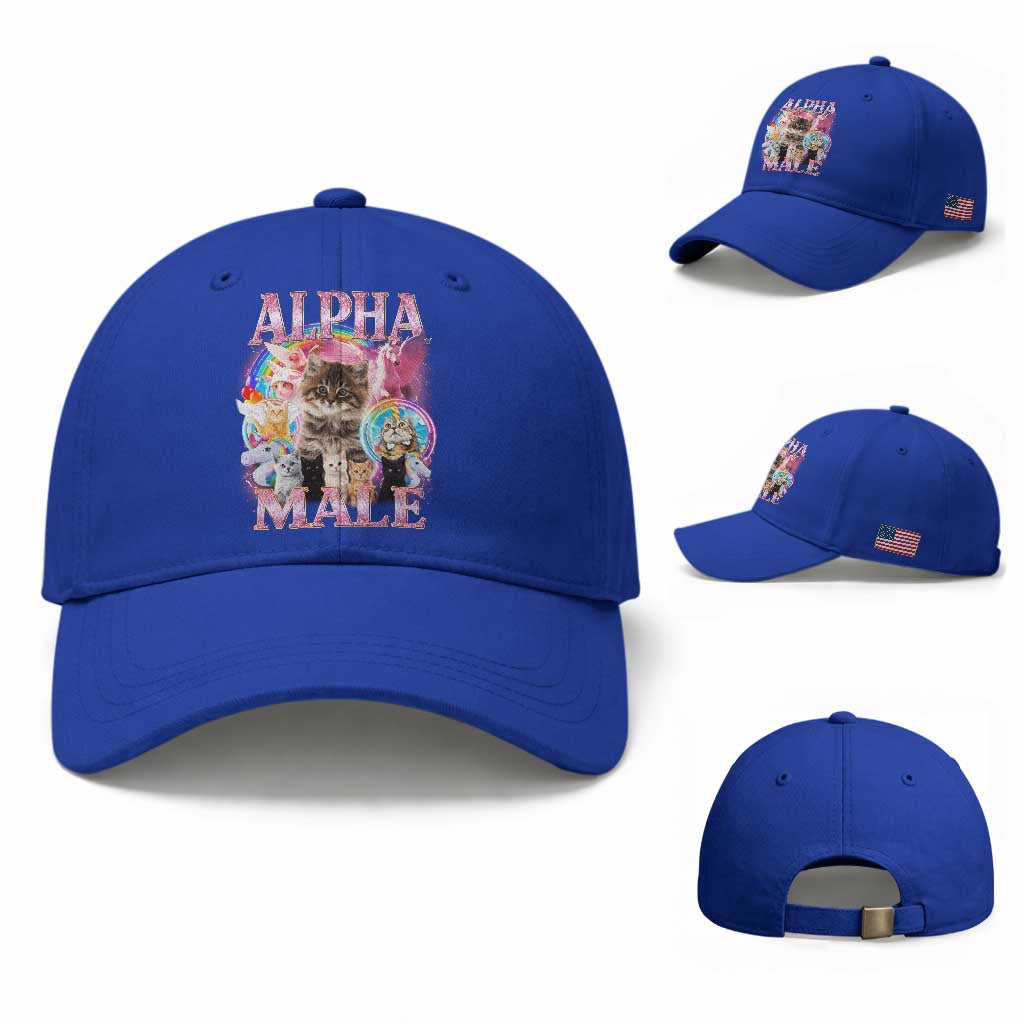 Alpha Male Cat Baseball Cap Funny Rainbow Kitten Meme Bootleg
