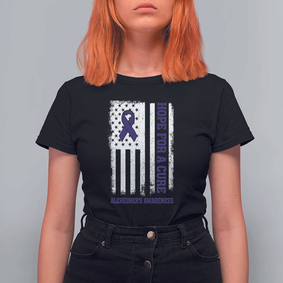 Alzheimer's Awareness T Shirt For Women Hope For A Cure Alzheimer's Supporter - Wonder Print Shop