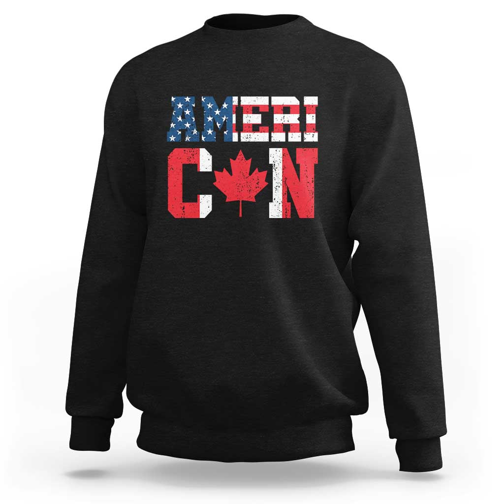 Crewneck sweatshirt in black with American flag and Canada letter graphic on chest