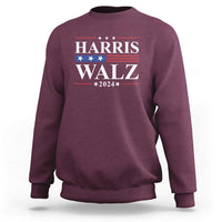 Harris Walz 2024 sweatshirt, maroon with flag stars “HARRIS WALZ” front print