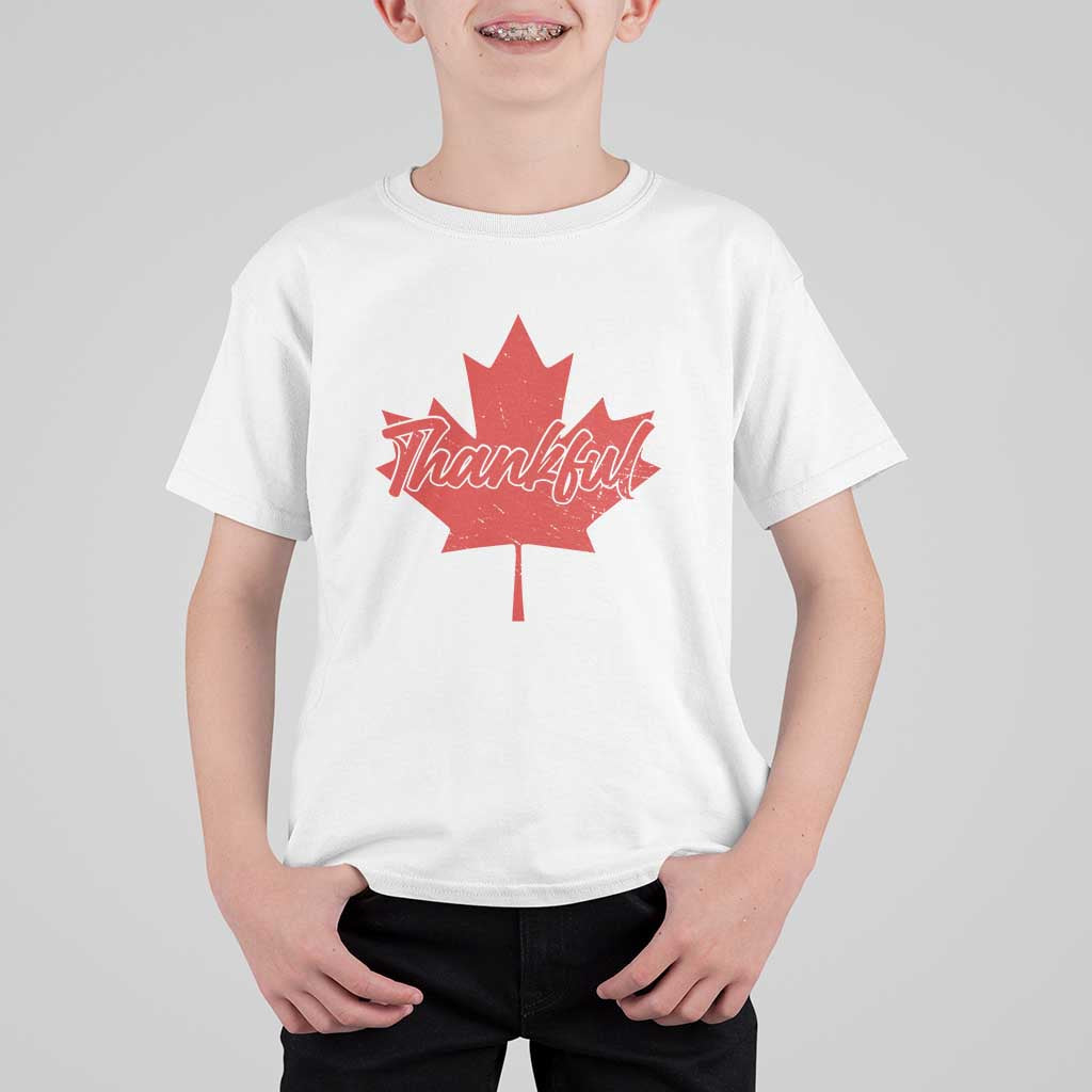 Thanksgiving Day T Shirt For Kid Thankful Vintage Maple Leaf Canada - Wonder Print Shop